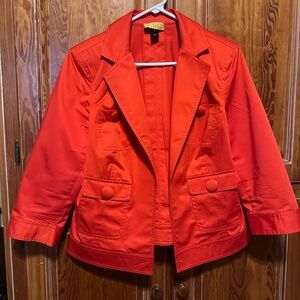 LIKE-NEW SoCa St. John Red sz12 3/4-Sleeve Cotton Women's Jacket
